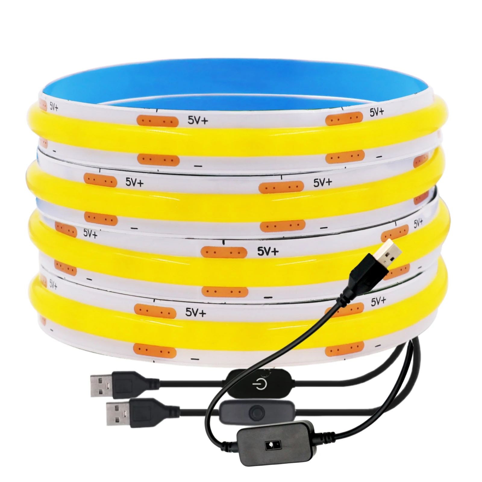 

5V USB COB LED Strip with 2Pin Wire DC Plug 320leds/m Linear Dimmable Ribbon Tape Home Wardrobe Kitchen DIY TV Mirror Backlight