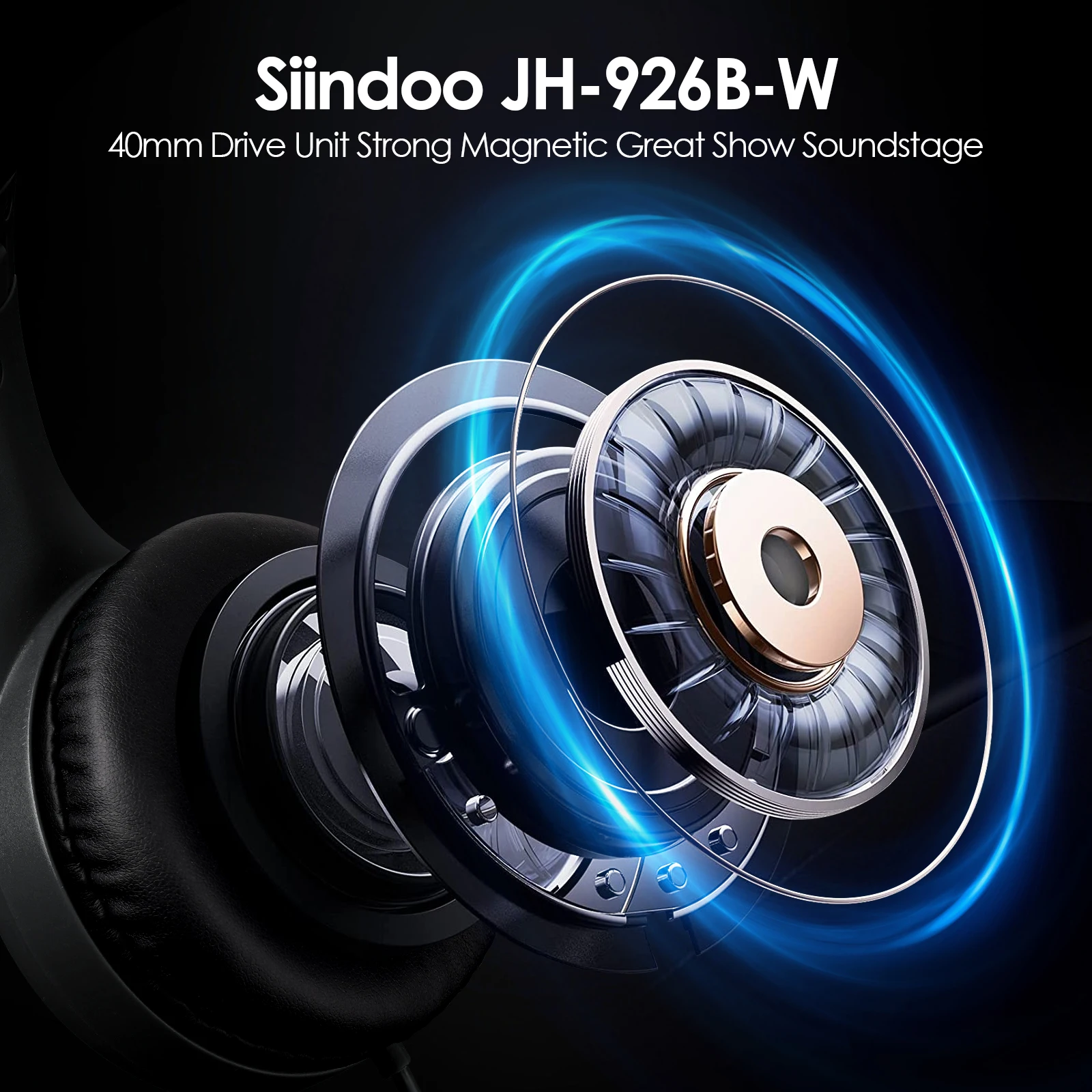 Siindoo 926B-W On-Ear Headphones with Microphone with 1.45m-Tangle-Free Nylon Line Type C Plug Foldable Portable Wired Headphone