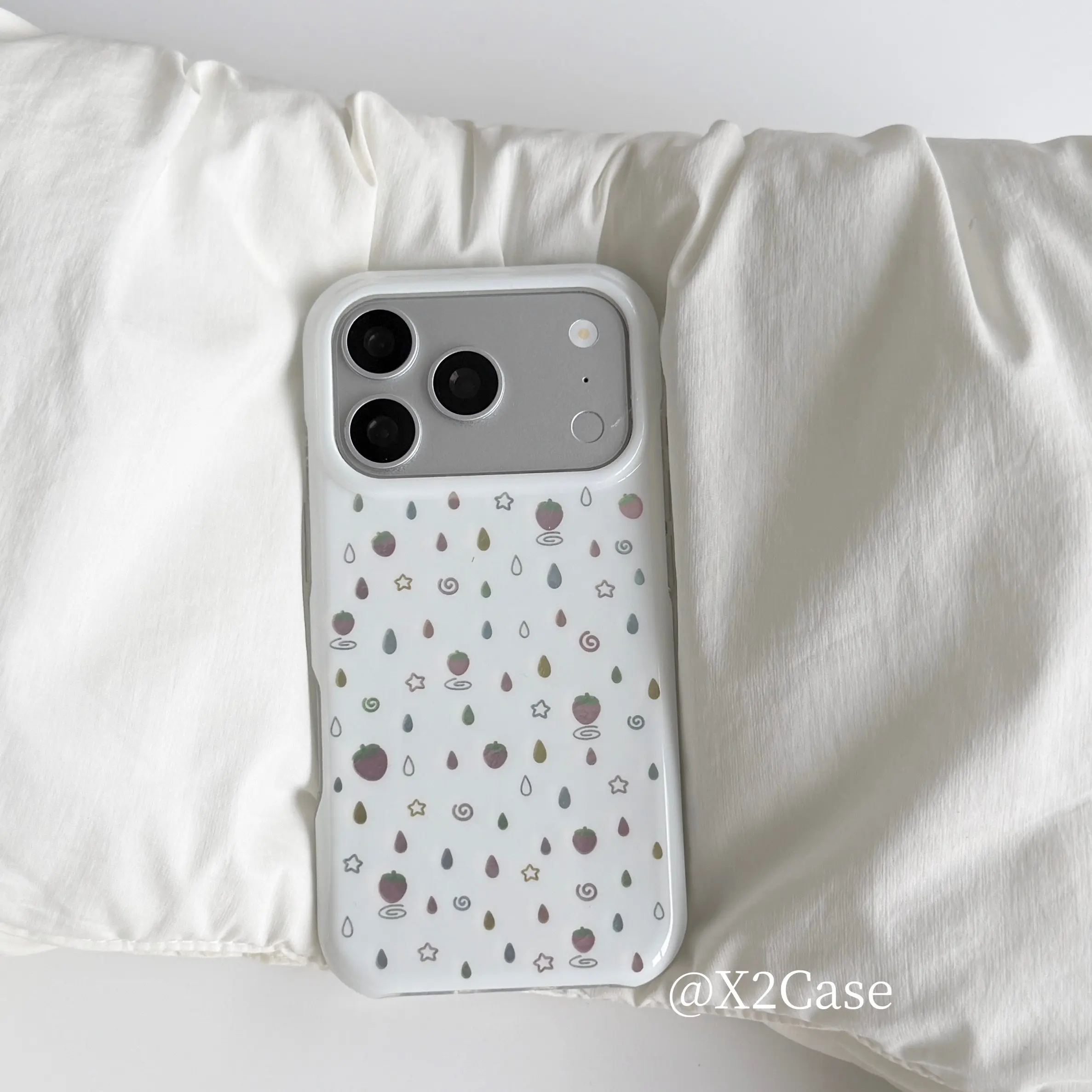 Cute White Raindrops Strawberr - Phone Cases Cute Iphone 14 ulasan dan harga