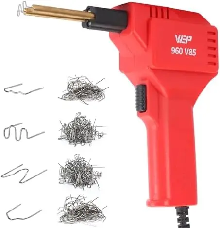 

Набор для сварки пластика WEP 960-V85 высокой мощности с LED-подсветкой, 200 скобами и плоскогубцами для ремонта автомобильных бамперов и бензобаков