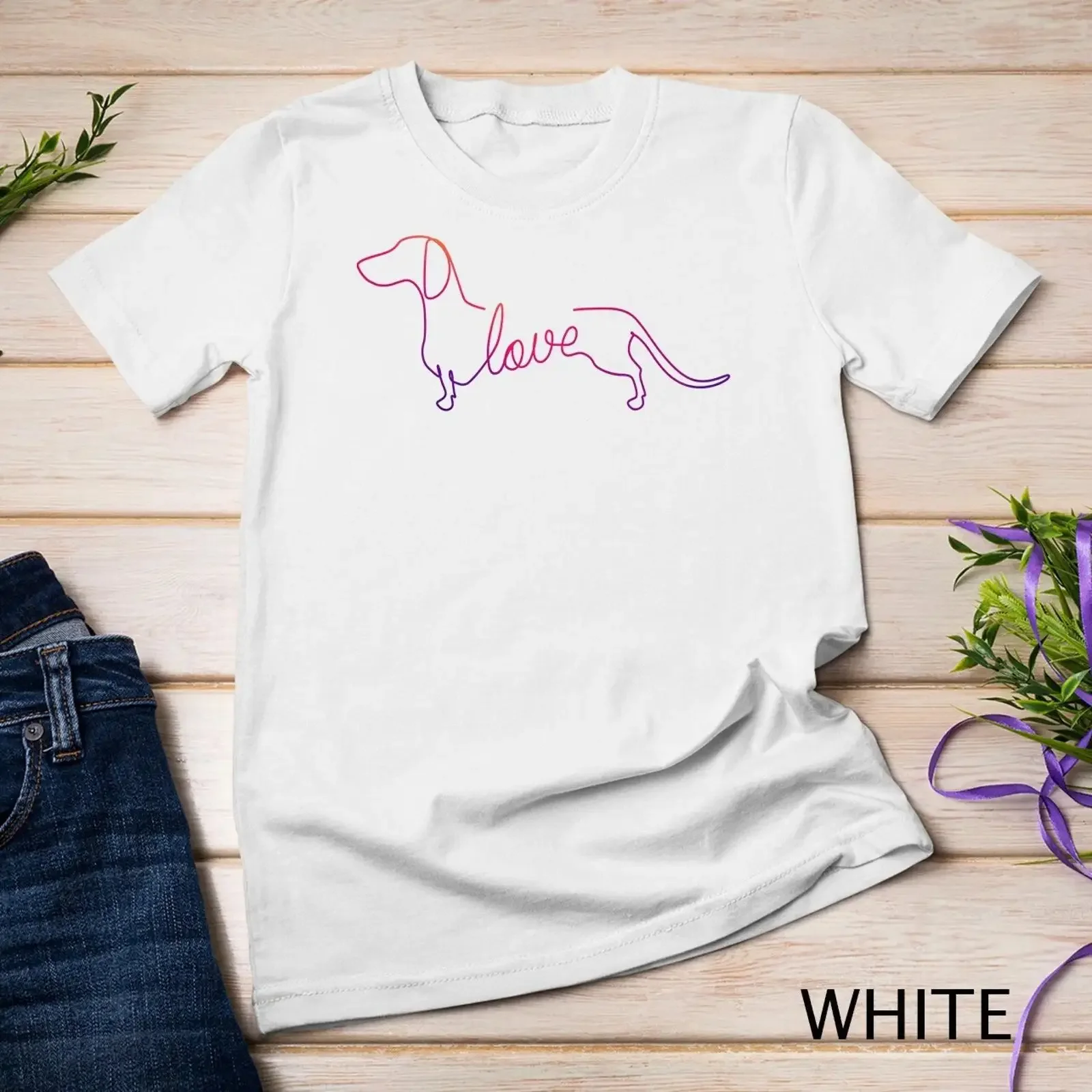 Dachshund Chiweenie Wiener Dog Love Art Sketch T shirt vintage Washed designer clothes homme Stretched Casual