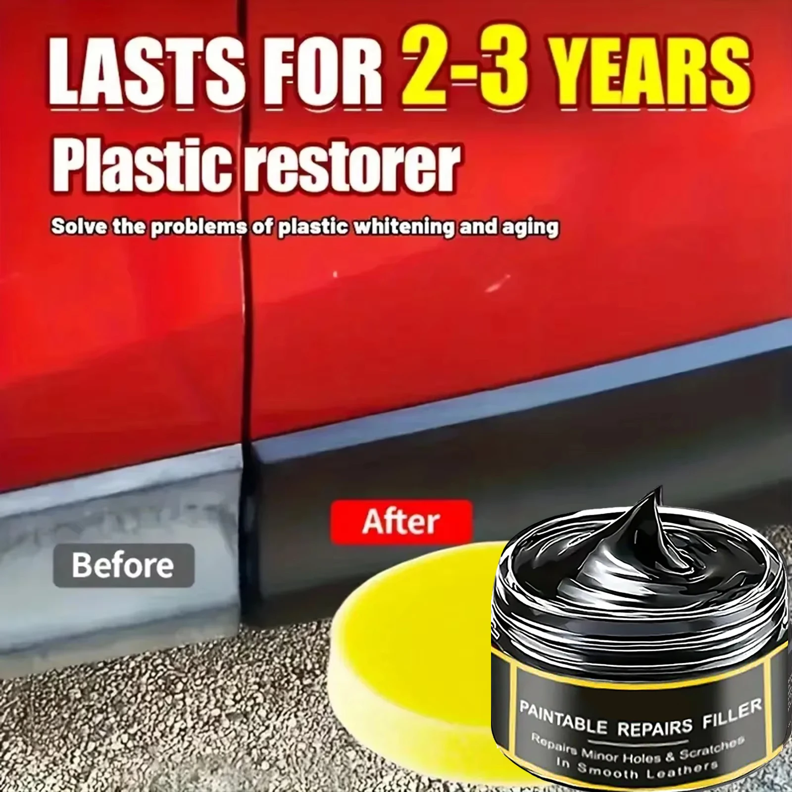 All-Purpose Auto Interior Repair Cream, Restore Leather & Plastic, Ideal for Seats & Steering Wheels