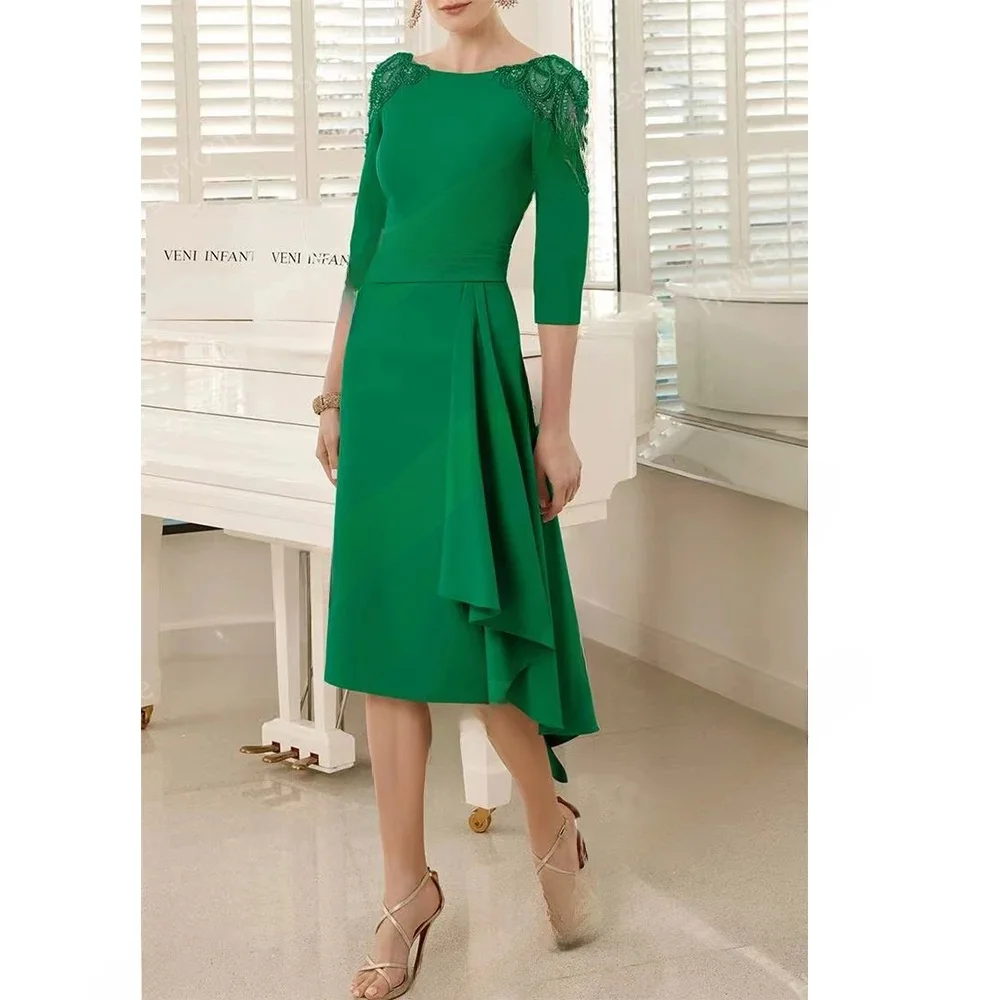 2024 Mother of the Bride Dresses Chiffon Tea-Length A-Line Wedding Elegant  Long Beads Guest Party Evening Gala Dress for Women - AliExpress 320