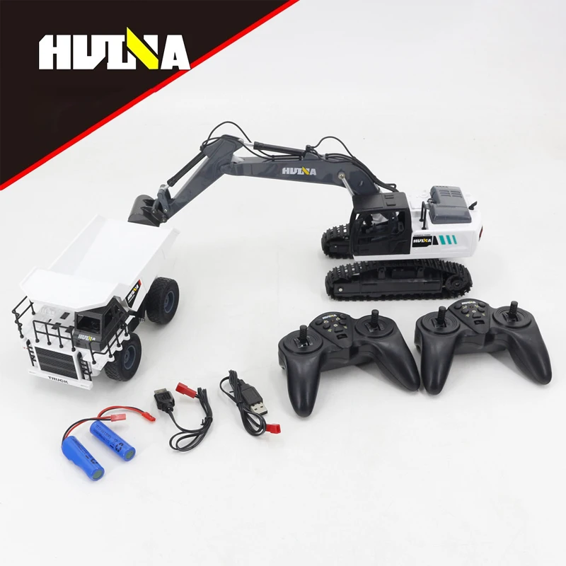 

Huina 1/24 Rc Excavator 9-Channel Alloy Excavator Transporter Combo Electric Multifunctional Engineering Vehicle Toys