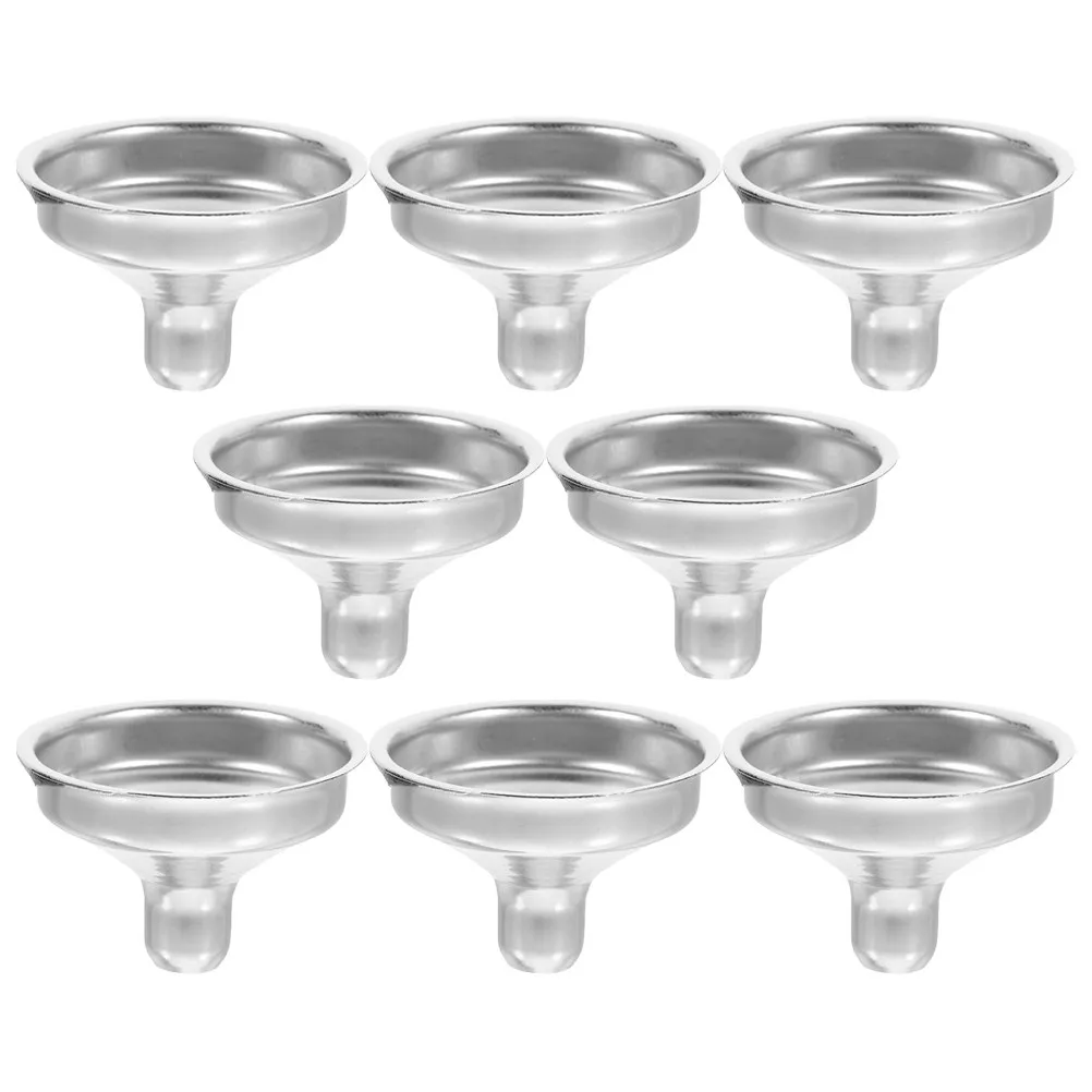 8Pcs Stainless Steel Small Funnels Liquid Dispensing Tool Compact Design Kitchen Oil Vinegar Funnel Stainless Steel Funnel