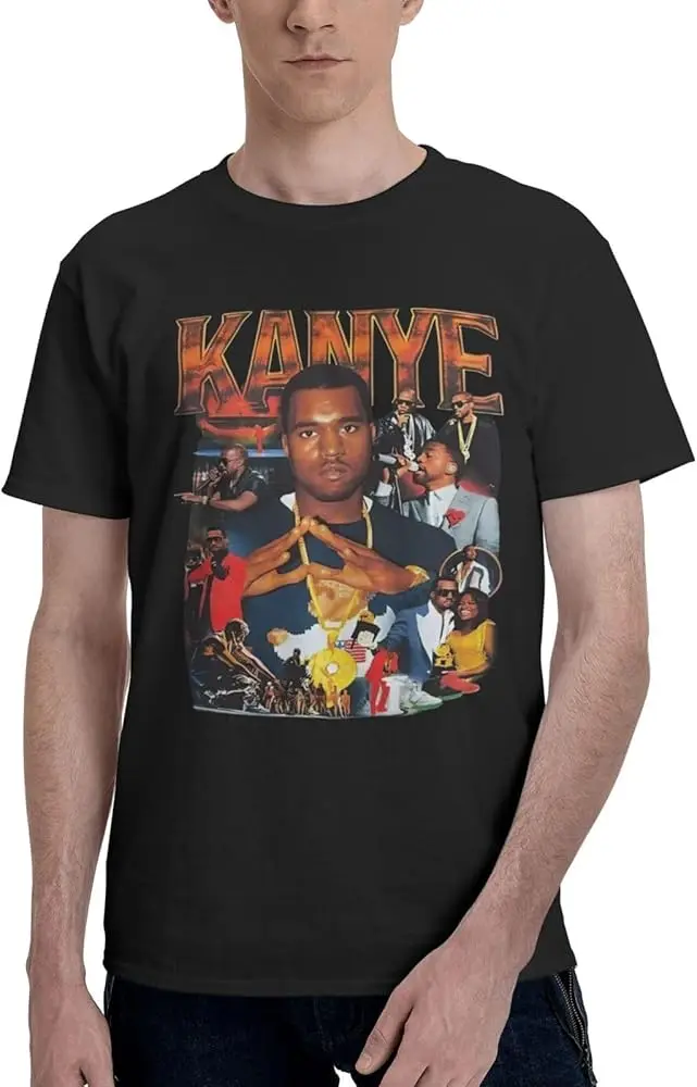 Kanye Music West Adult Men Round Neck Loose Soft Fashion Funny Short Sleeve T-Shirt 3X-Large