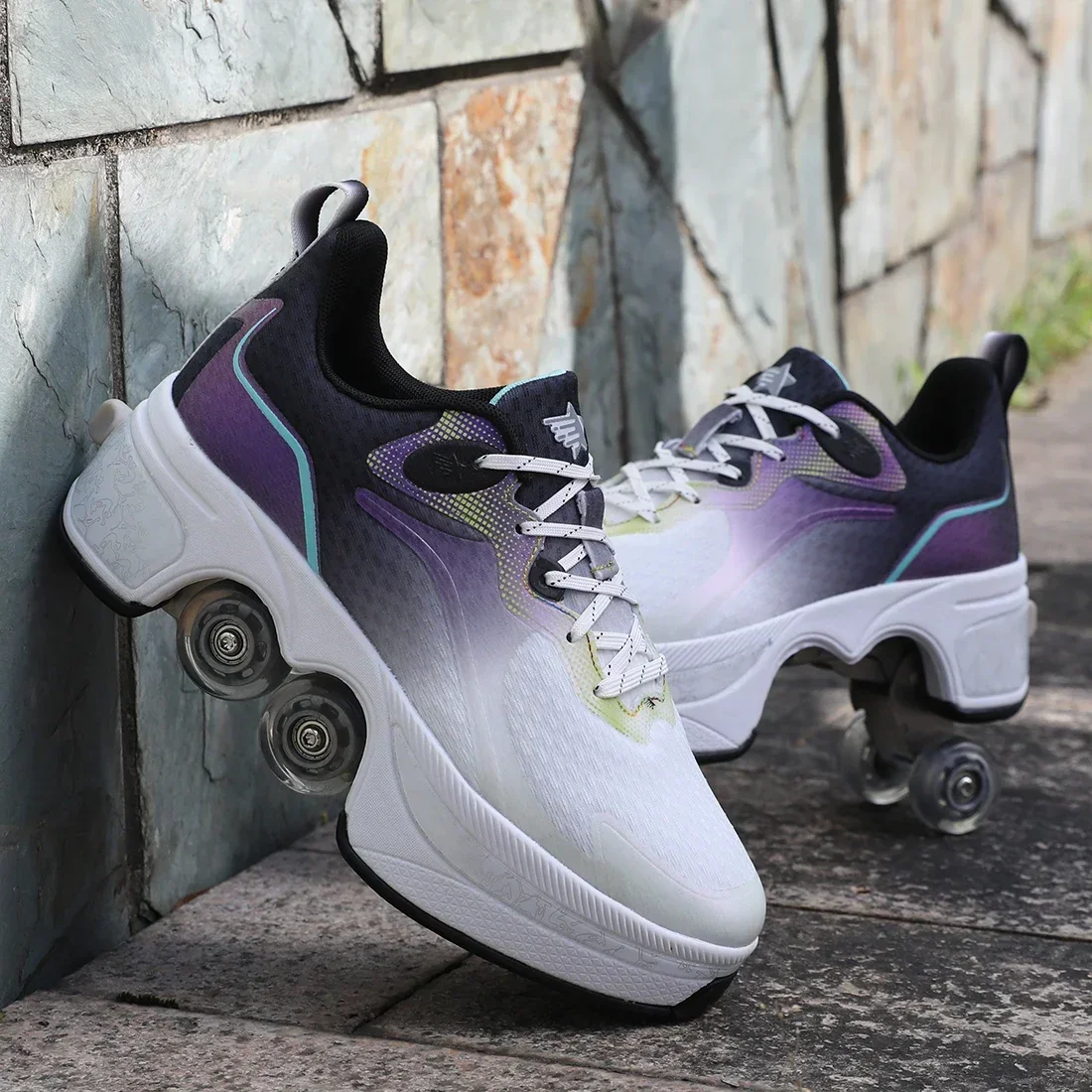 

Roller Skates Shoes Deform Skate 4 Wheels Walking Footwear Kids Casual Deformation Parkour Runaway Sneakers For Children Gift