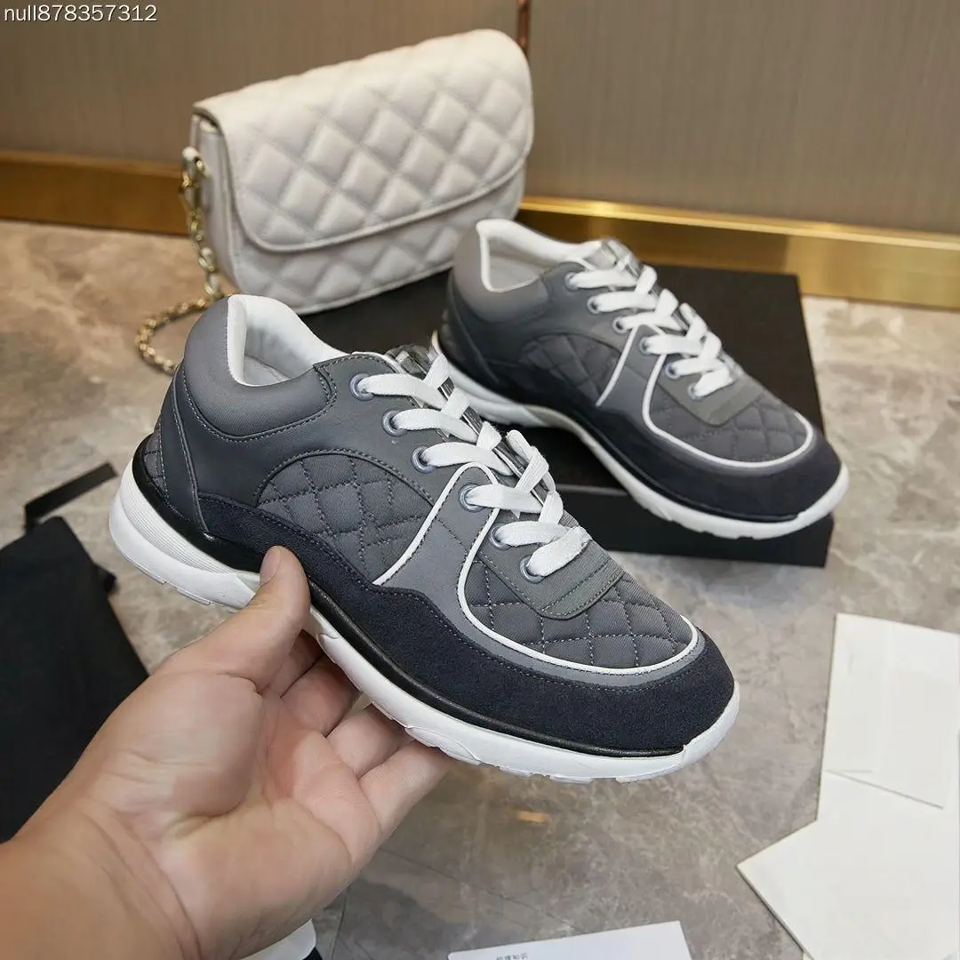 Unisex Fashion Diamond Stitch Patchwork Casual Sneakers Grey Black Lace-up Daily Commute Non-slip Sports Footwear