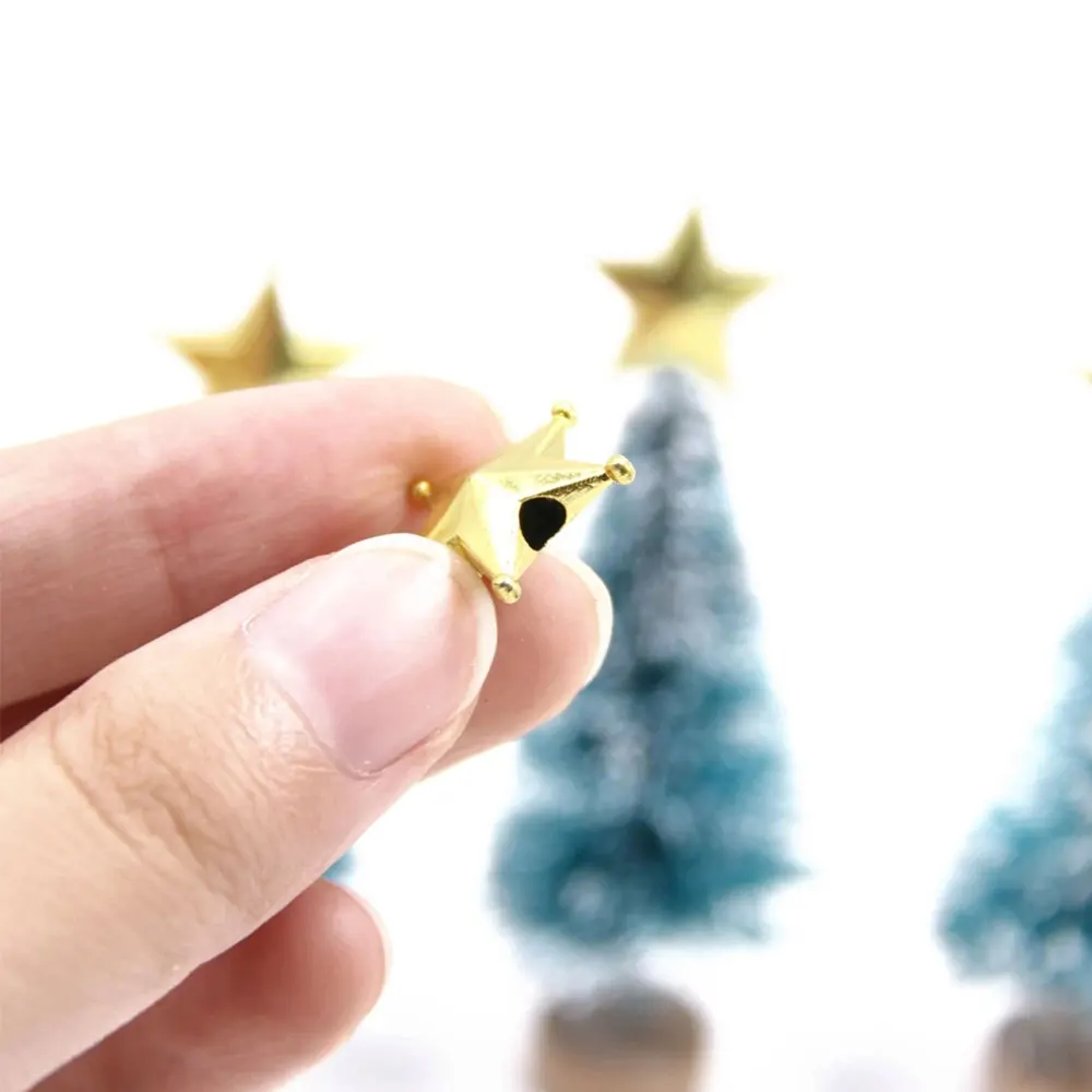 10PCS 2Sizes DIY Gold Star Topper Star Christmas Ornaments Xmas Tree Ornament Toppers DIY Craft Christmas Party Decorations