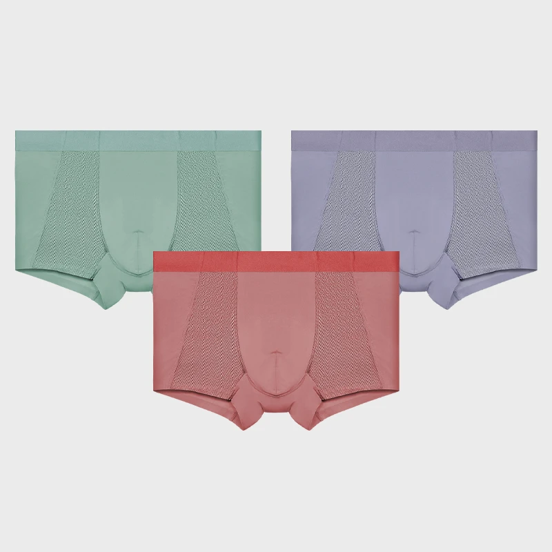 

5шт Мужское антибактериальное нижнее белье из ледяного шелка. Эти сетчатые - вентилируемые мужские трусы-боксеры. Они тонкие летние