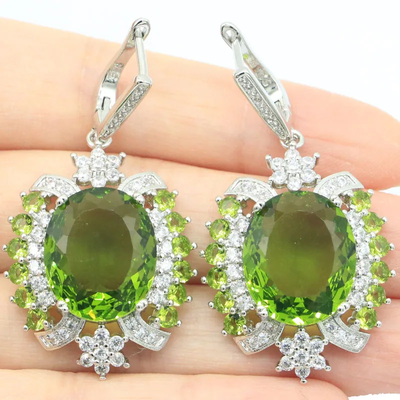 

Buy 5 Get 1 Free 50x26mm Prevent Allergy Pink Raspberry Rhodolite Garnet Green Peridot Cz Women Silver Earrings