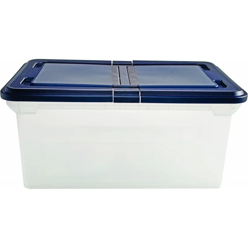 Extra Capacity 23-Inch File Tote, Letter Size, Clear Base/Navy Lid, of 4 (55797CT)