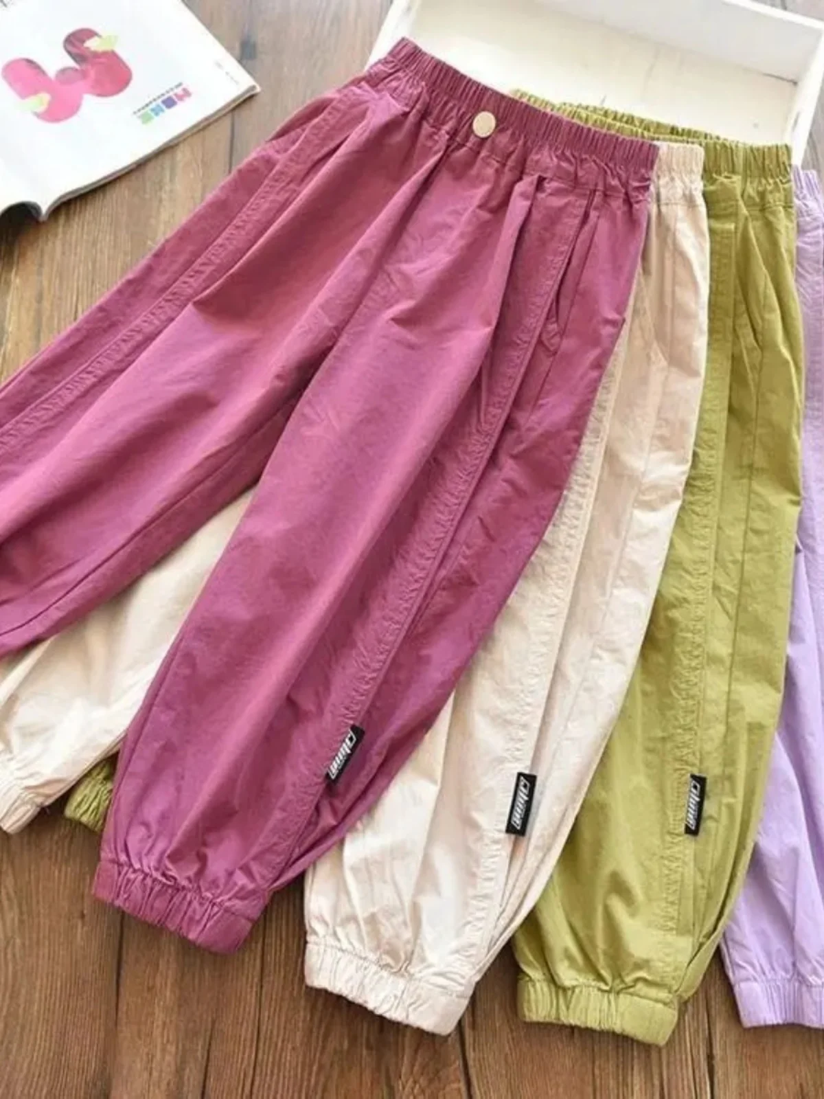 الفتيات فضفاضة السراويل العمل غير الرسمية الربيع Faion الجانب شعار رقيقة الخريف فتاة صغيرة مكبل 9 نقاط السراويل أبي القديمة l الخصر