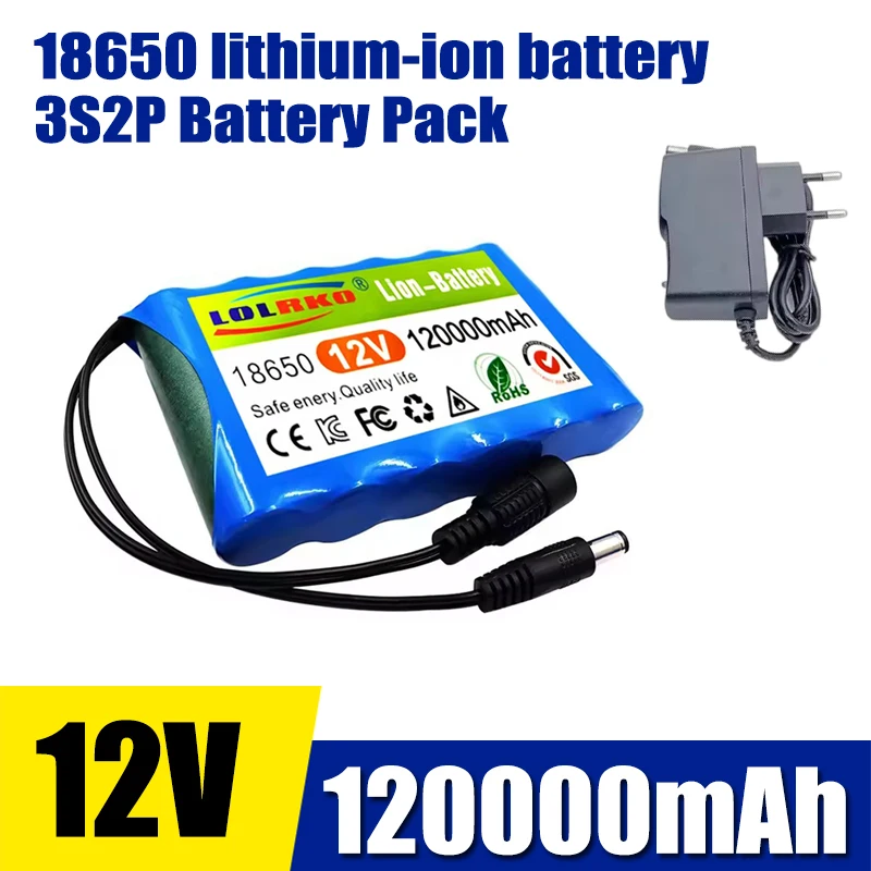 12V 120000mAh 3S2P battery pack 18650 lithium-ion battery with BMS protection board