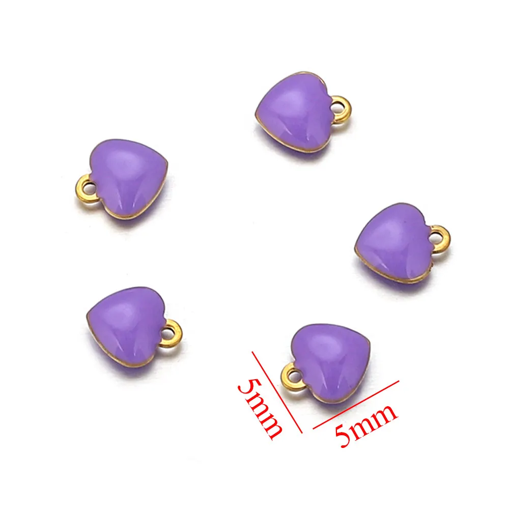 20 piezas de acero inoxidable, esmalte Multicolor, corazón, pequeños dijes chapados en oro, DIY, collar, pulsera, materiales para hacer joyas, venta al por mayor