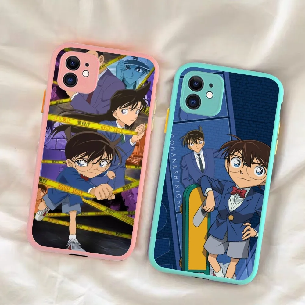 Anime D-DetectiveS C-ConanS Phone Case for iPhone 14 11 12 13 Mini Pro Max 8 7 Plus X XR XS MAX Translucent Matte Cover