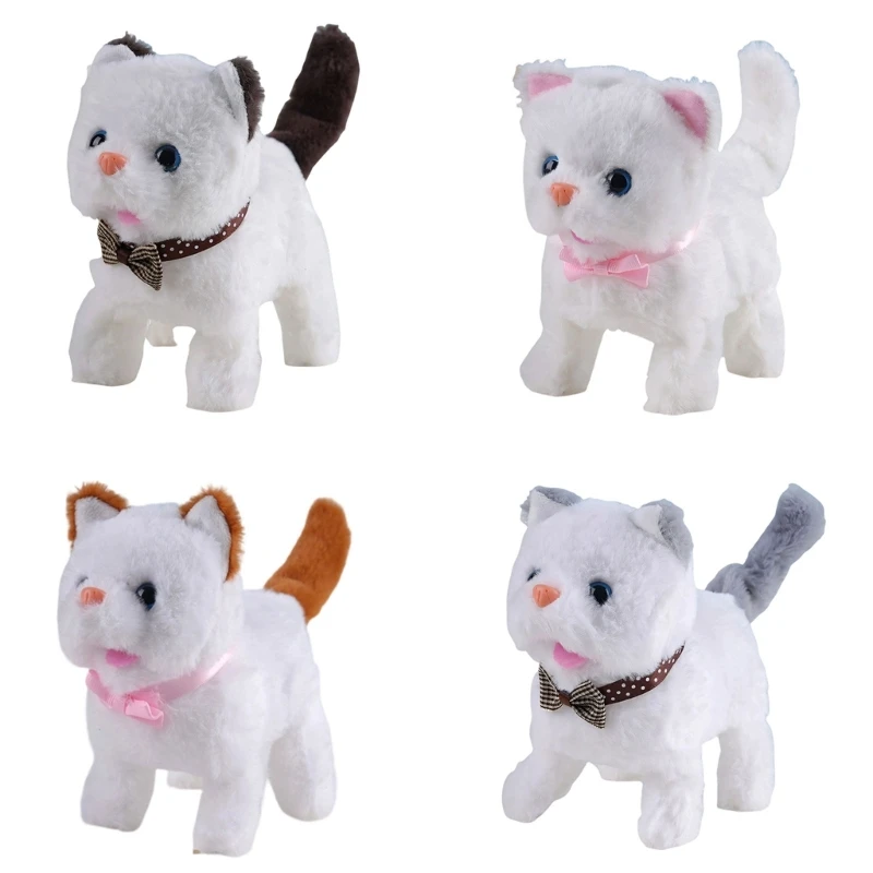 54DA Interactive Walking Talking Cats Plush Toy With LED Light Simulation Sound For Children Pretend Play Gift Giving