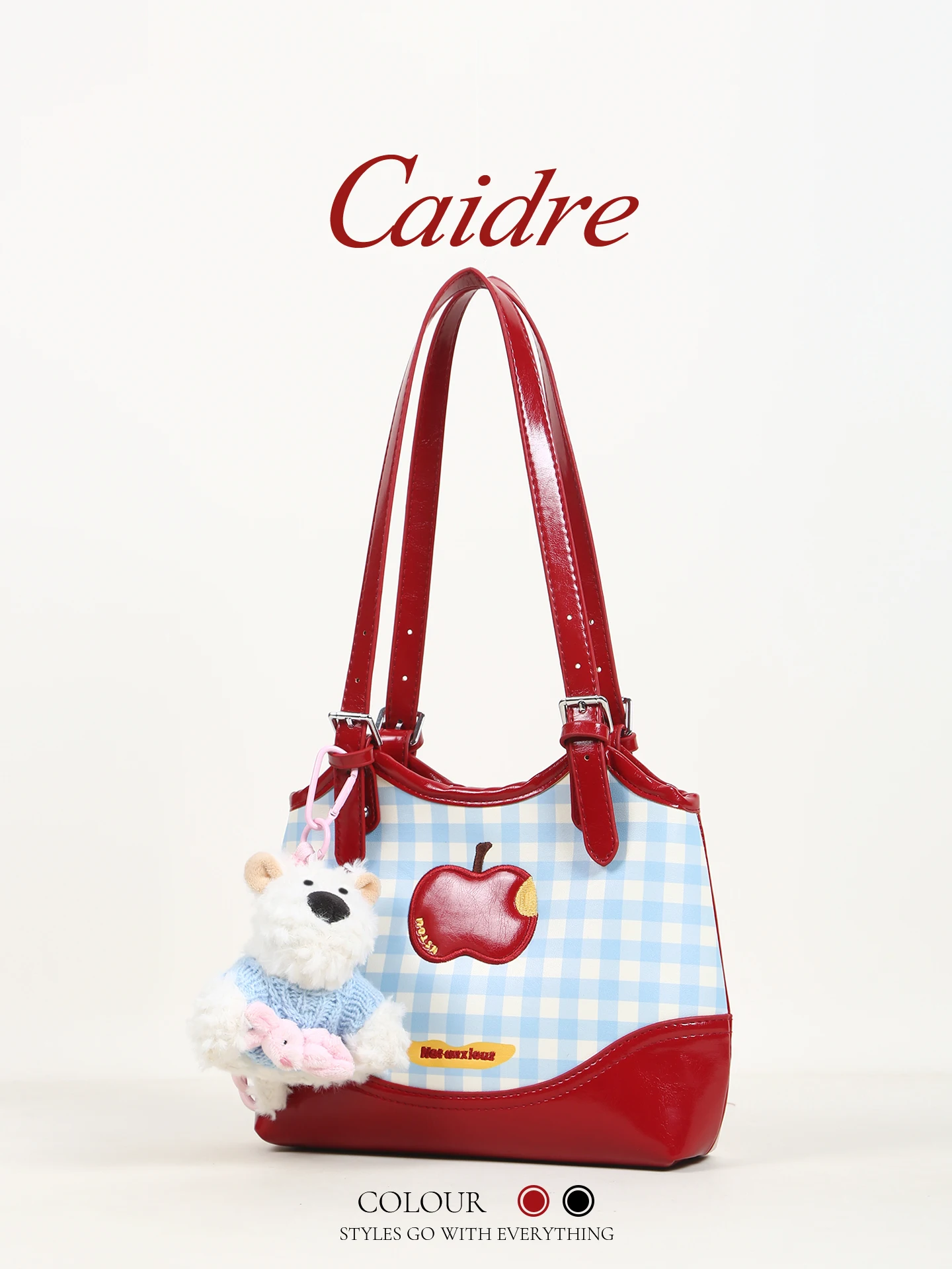 

Caidre Adorable Little Dog Tot Bag Women's Red Commuter Single Shoulder Underarm Large Capacity Handbag Tote Bag