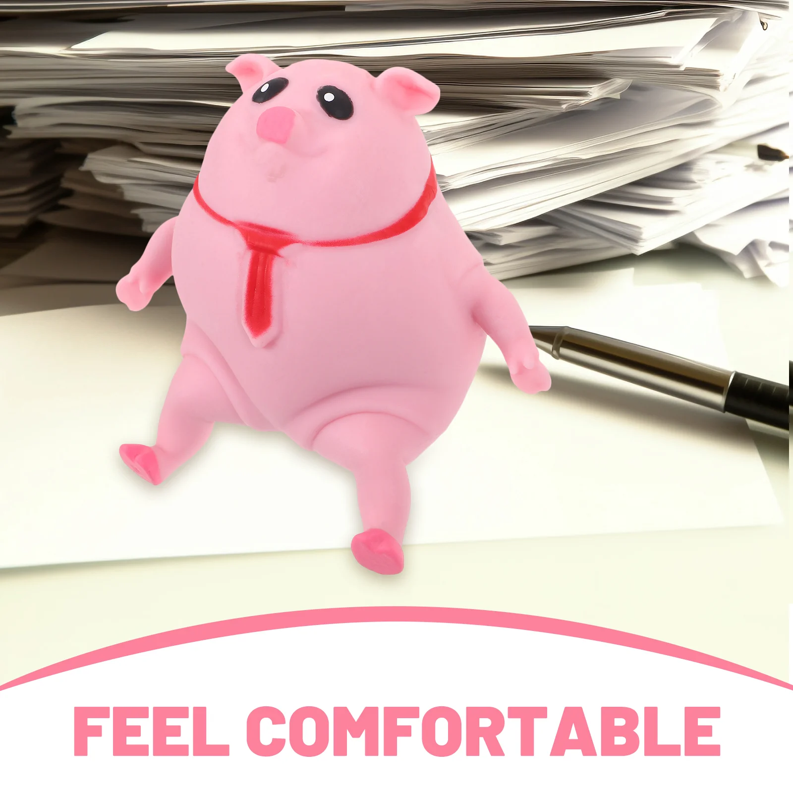 Bureau Squishy Squeeze Pig pour Adultes, Souligné, Rose, Espace, Sable, Bureau, Instituts