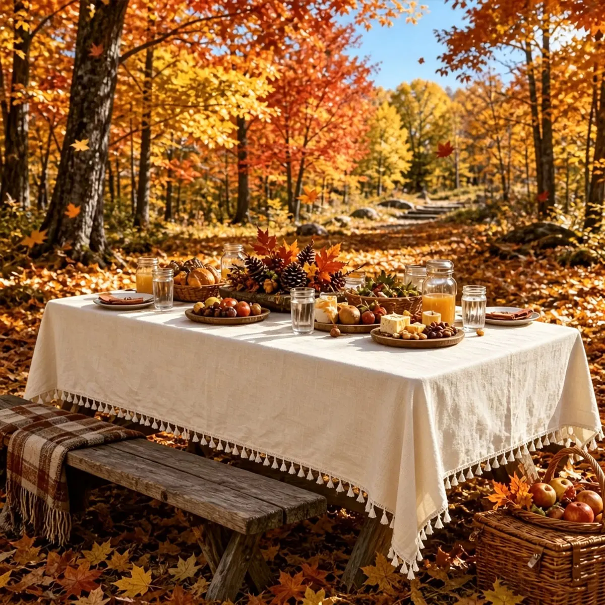 Simple Plain Color, Tassel Tablecloth, Dining Kitchen, Picnic, Wedding Decoration Tablecloth, Reusable, Washable, Convenient