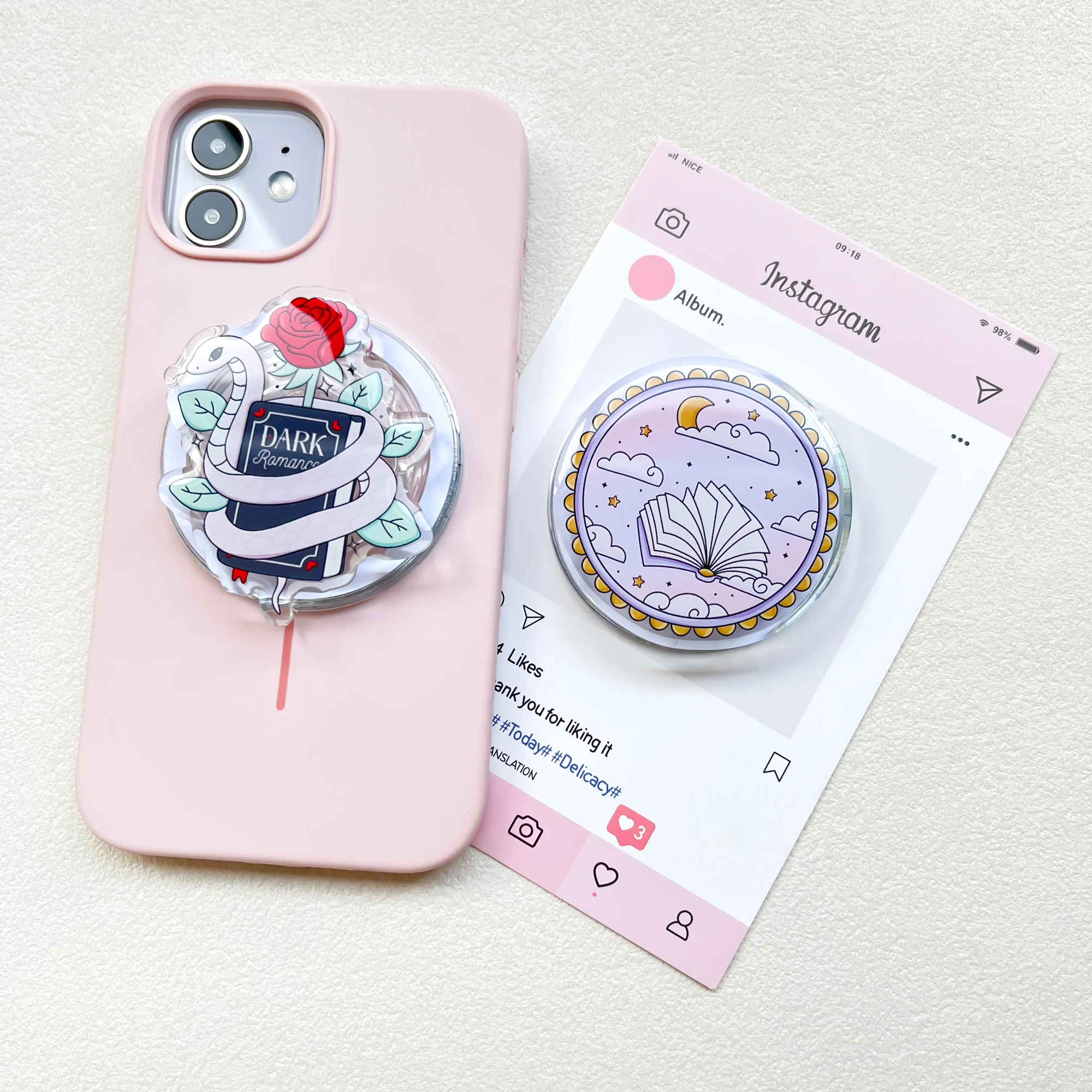 Suporte Magnético para Telefone INS Kawaii em Acrílico, Suporte Telescópico Portátil, Presente de Aniversário para Meninas