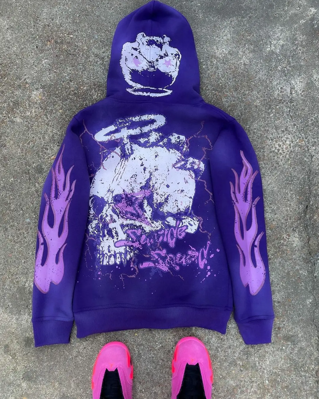 Harajuku Skull Print Hoodies Vrouwen Grafische Y 2K Top Oversized Rits Hoodie Koppels Amerikaanse Streetwear Gothic Vrouwen Kleding