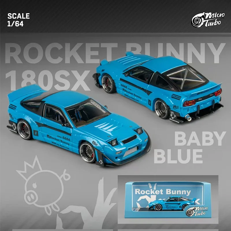 MT 1:64 Pandem S13 Silvia 180SX Type X Baby Blue Diecast Dioramaรถคอลเลกชันรุ่นของเล่นMicroTurbo