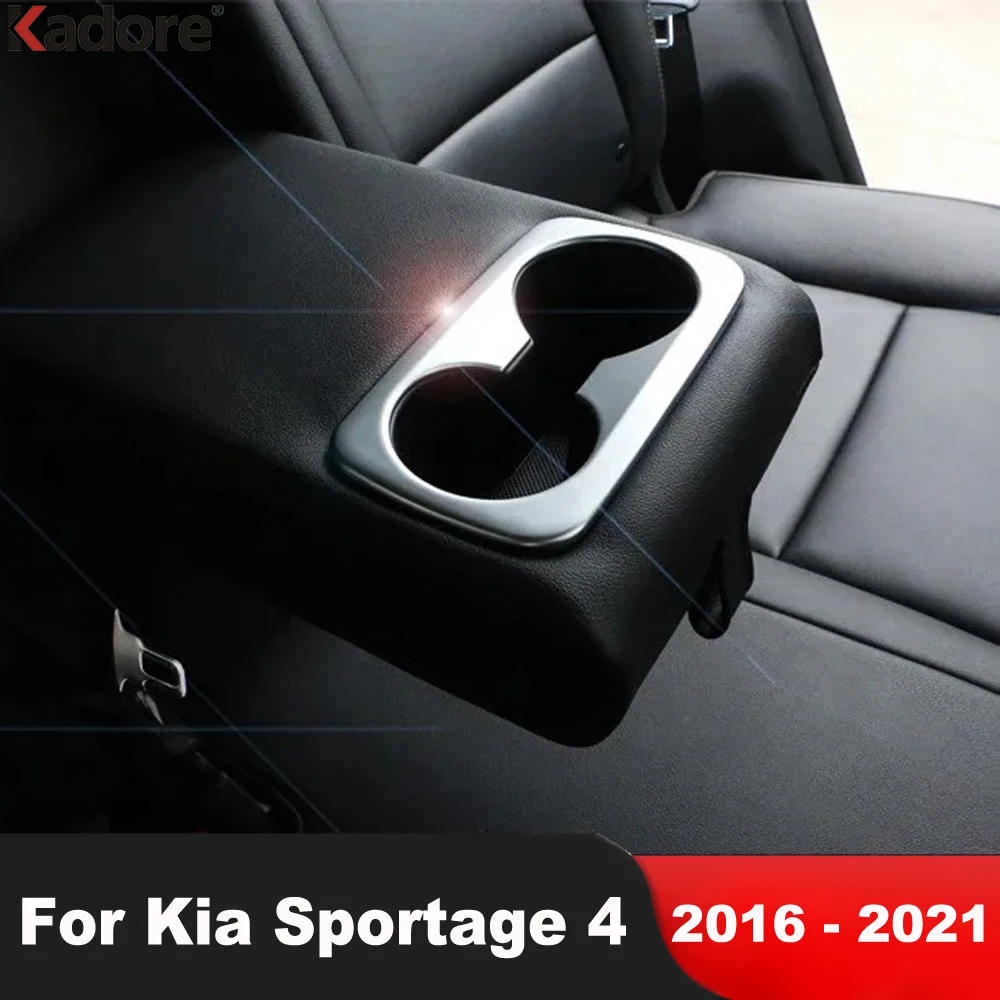 For KIA Sportage 4 2016 2017 2018 2019 2020 2021 Matte Car Rear Seat Water Cup Holder Frame Cover Trim Interior Accessories