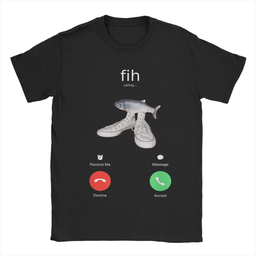 Fih Meme Fish Calling Shirt Misspelled Fih Is Calling Crew Neck Woman Tee Breathable Harajuku Short Sleeve Casual Aesthetic Tee