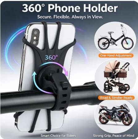 Shockproof Elastic Silicone Phone Holder for Cycling Mountain Bike GPS Dash Cam Mount