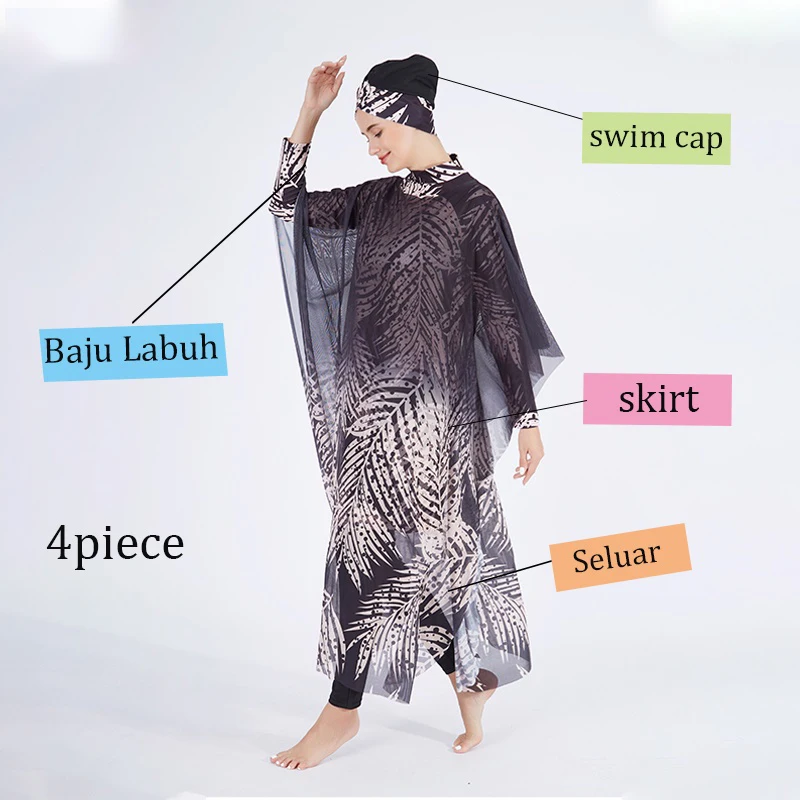 Burkini Muslim Swimwear Hijab Modest Swimsuit Women Islamic Cover Ups Swimming Suit Hijabs For Woman Long Sleeve Swim Bathing