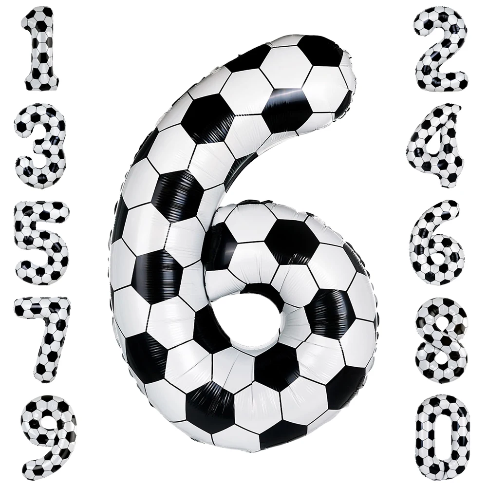 Schwarz-weißer Fußball-Digitalballon 0-9, 40 Zoll großer Digitalballon, Sportthemen-Geschenk, Dekoration für Geburtstagsfeiern und Jubiläen – Detail 1