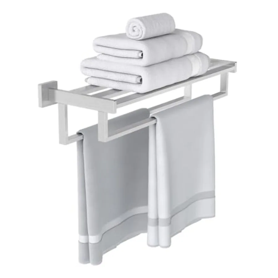 

Двойная вешалка для полотенец 24 дюйма, настенная, для ванной комнаты, с полкой, из нержавеющей стали