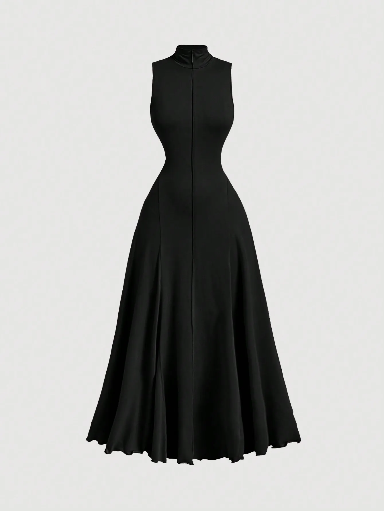 

Black High Neck Sleeveless A-Line Maxi Dress for Elegant Occasions