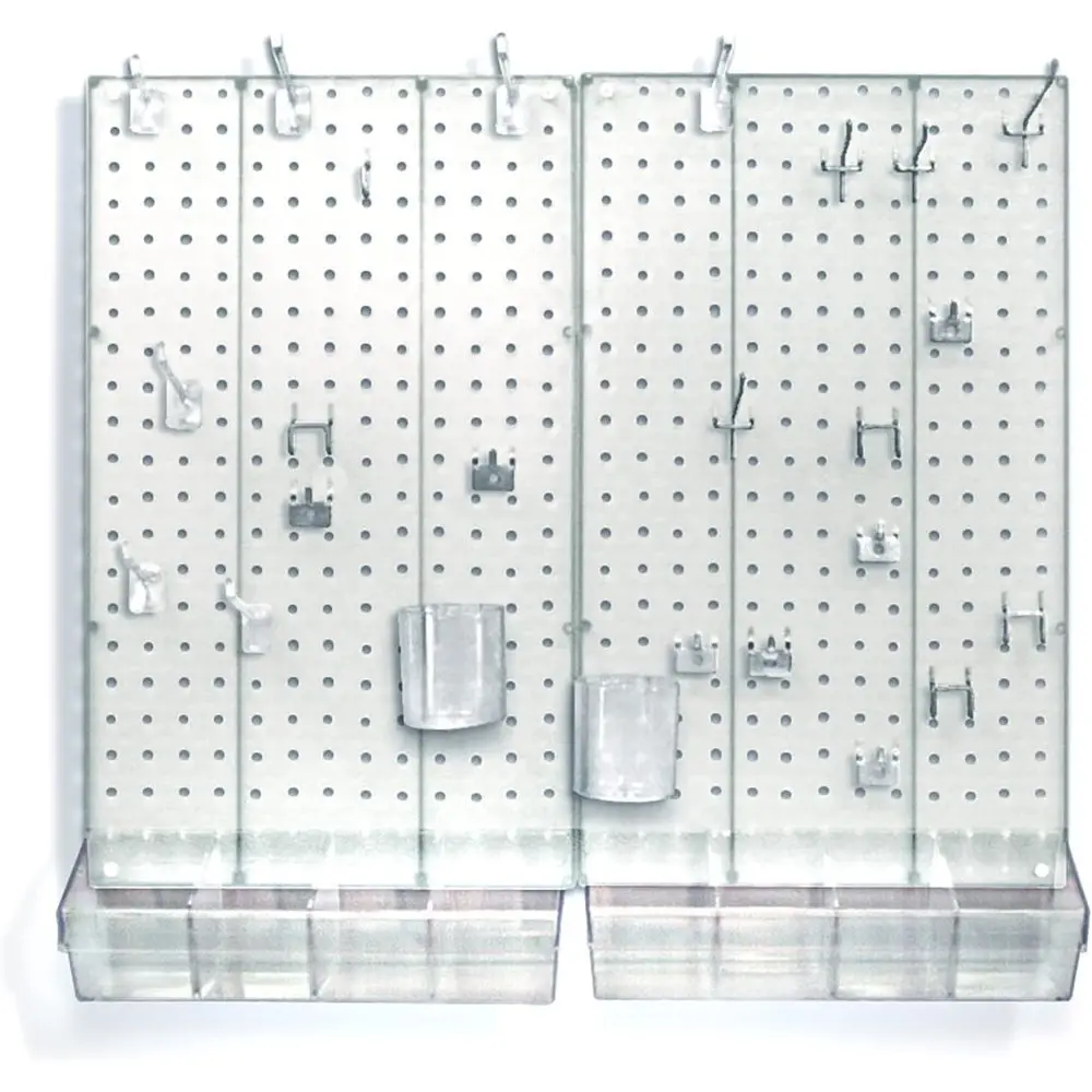 

DIY 70-Piece Multi-pose Pegboard Organizer Kit with 2 Panels, 13.5x22, Clear Roasted