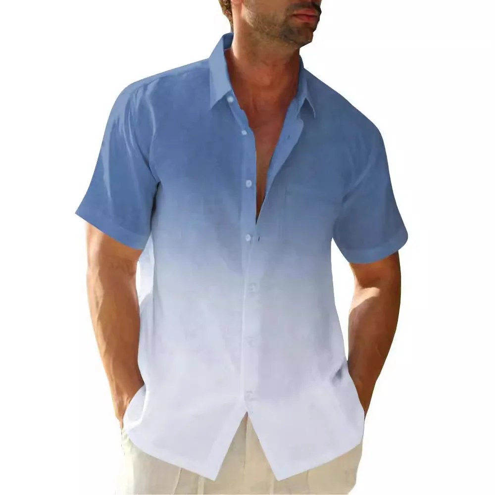 2025 Hot Selling Men's Short Sleeved Shirt with Four Sided Bounce 3D Digital Printing Hawaiian Shirt