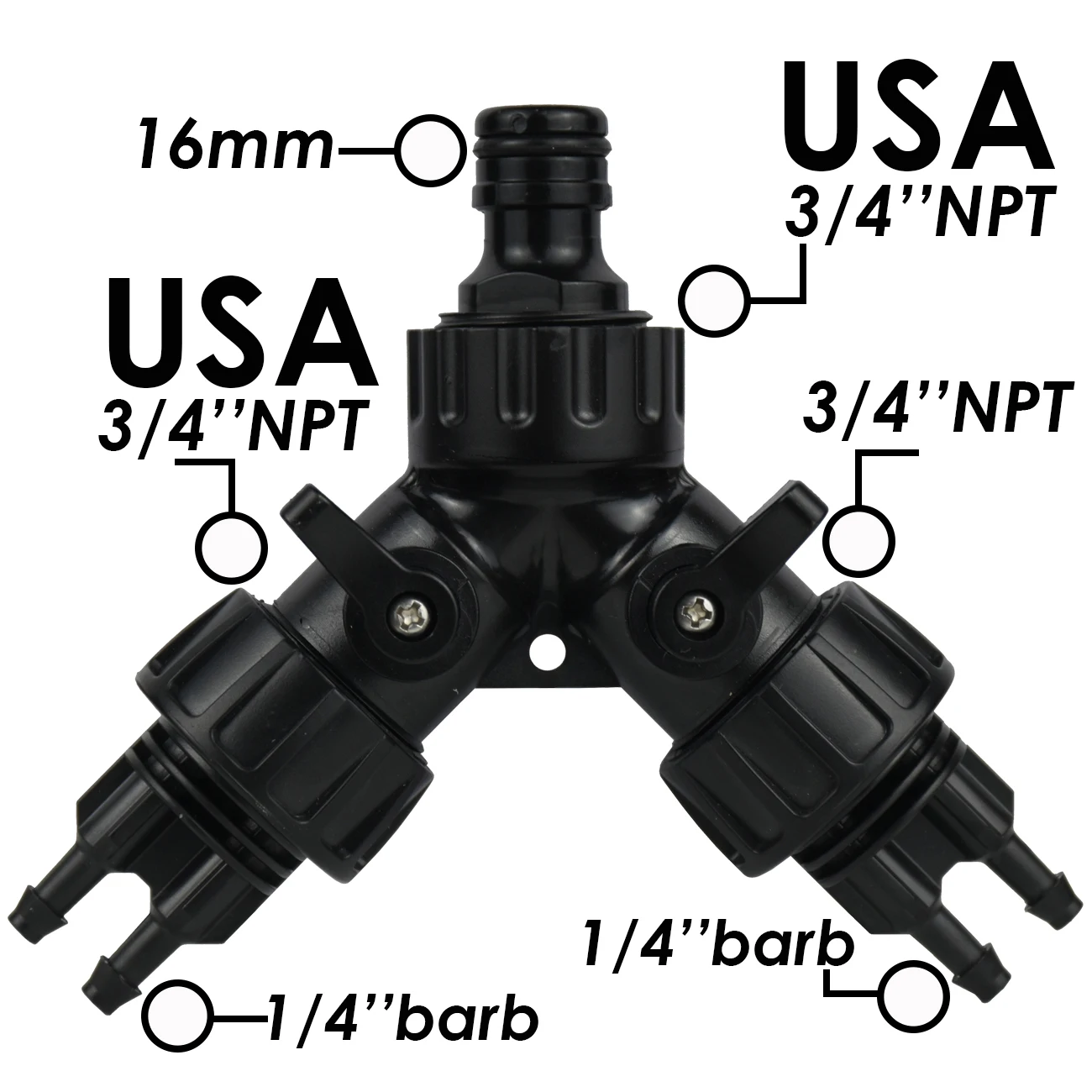 KESLA System nawadniania kropelkowego złącze adaptera kranu 2-drożny 4-drożny Splitter EURO USA 3/4 \'\'do 1/4\'\' rura do węża podlewanie ogrodu