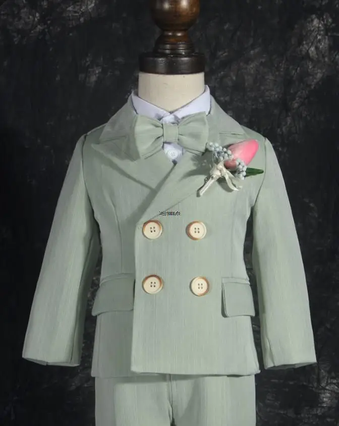 

Flower Boys Formal Green Wedding Suit Newborn Baby Kids1 Year Birthday Suit Children Photograph Dress Performance Show Costume