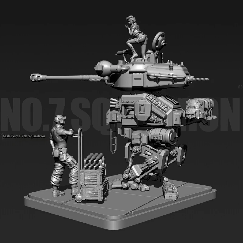 

120mm Resin Model Figure Tank Armored Robot Gk Micro Miniature 3d Printed White Model Toy Unassembled And Unpainted Kit
