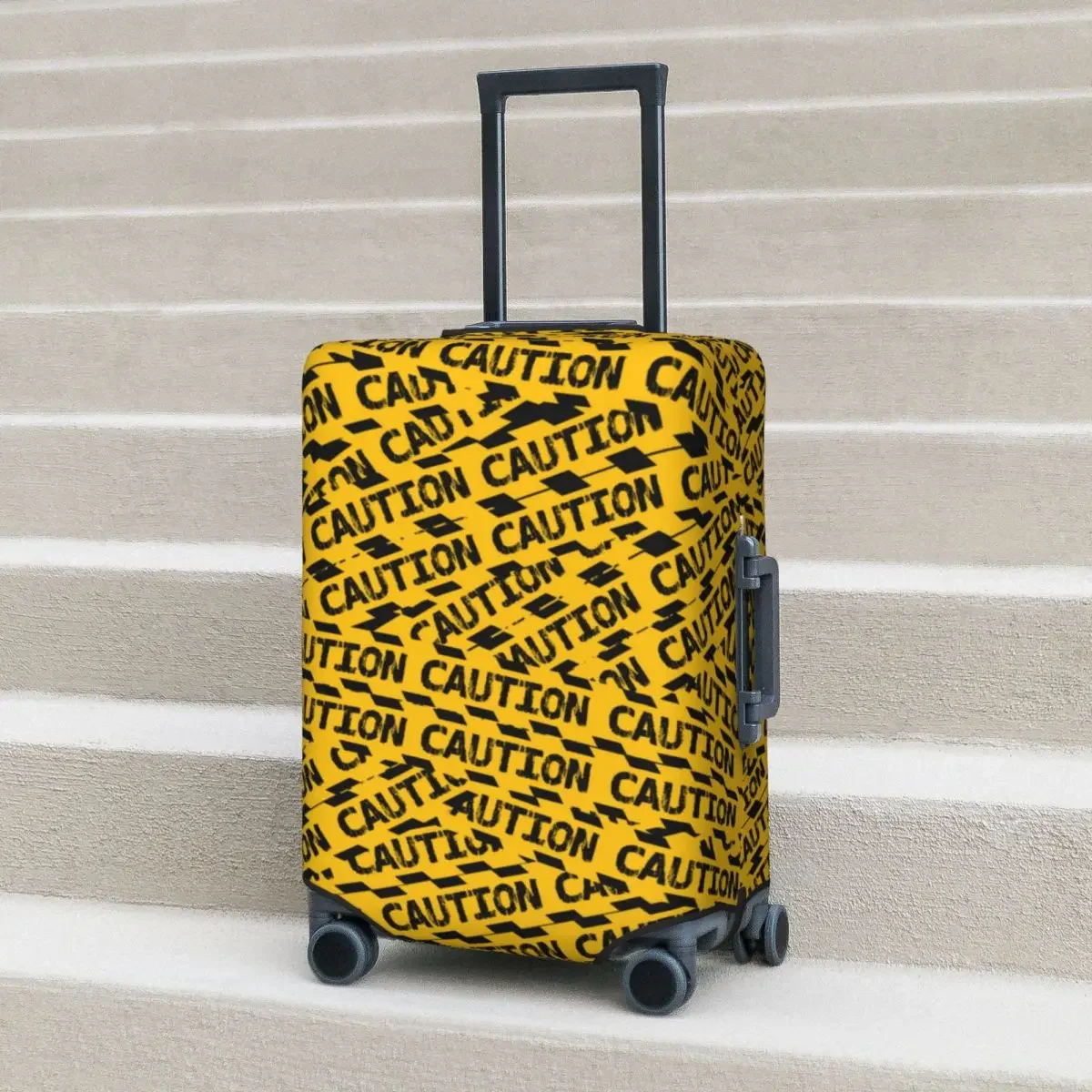 Caution Tape Pattern Suitcase Cover  Scene Travel Protector Vacation Useful Luggage Accesories