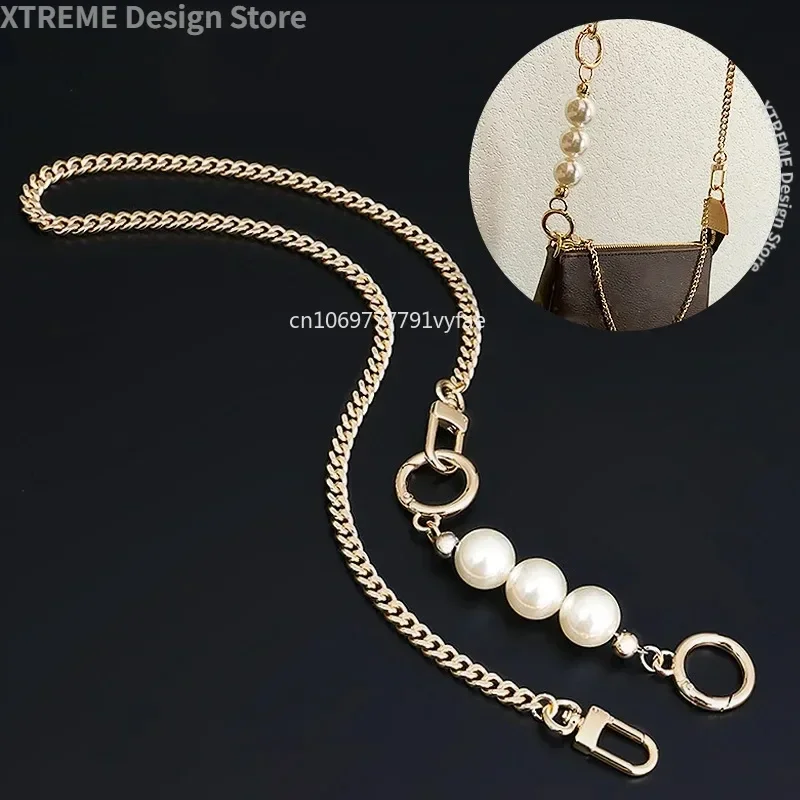 120CM Bag Chain Strap Extender Pearls Patchwork Bag Chain Pearl  Handbag Extension Chain Women Bags Belt