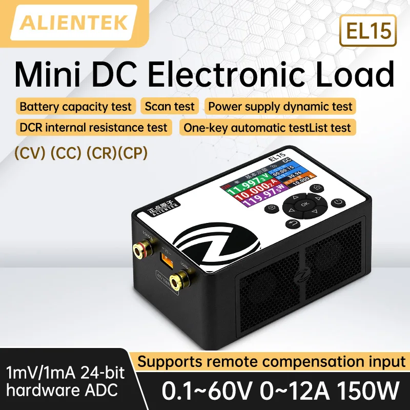 ALIENTEK EL15 DC Electronic Load 150W Battery Capacity Tester Mini Programmable Power Supply Checker Constant Current Voltage