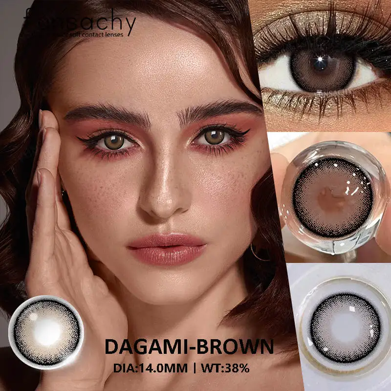 FUNSACHY 1 Pair Natural Fashion Colored Contact Lenses for Eyes Brown Pupils Gray Contact Lenses Cosmetic Lens New Pupil Yearly