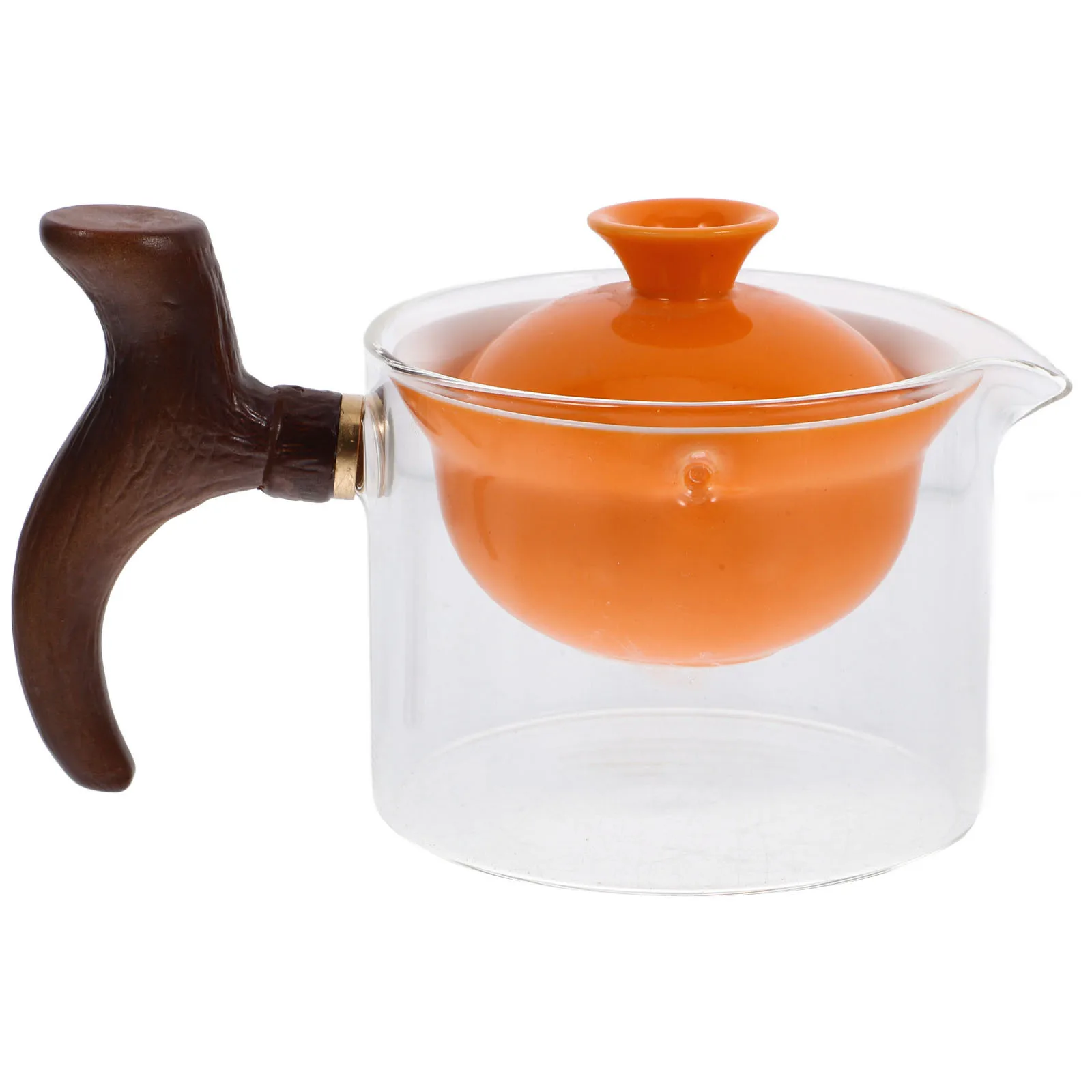 

360 Degree Side Handle Ceramic Teapot Reusable Glass Wood Material Elegant Tea Making Pot for Home Kung Fu Tea Ceremony
