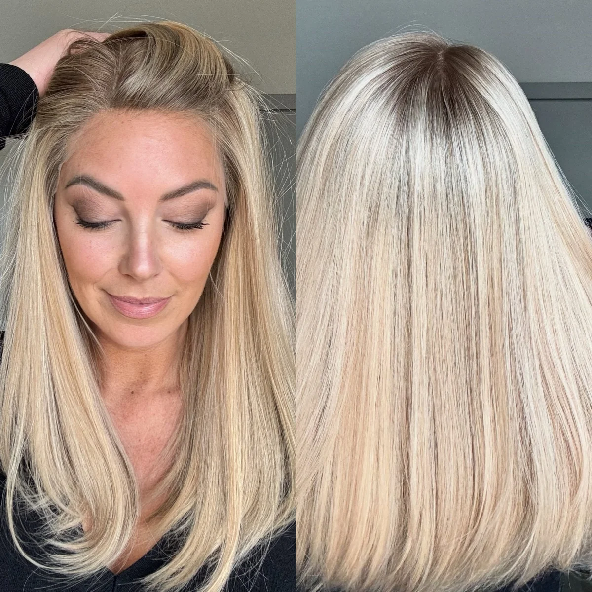 

Ombre Blonde Highlights HD Прозрачный парик фронта шнурка с пепельно-коричневыми корнями Женский парик Косплей Ежедневный парик для вечеринок Мягкий прямой парик
