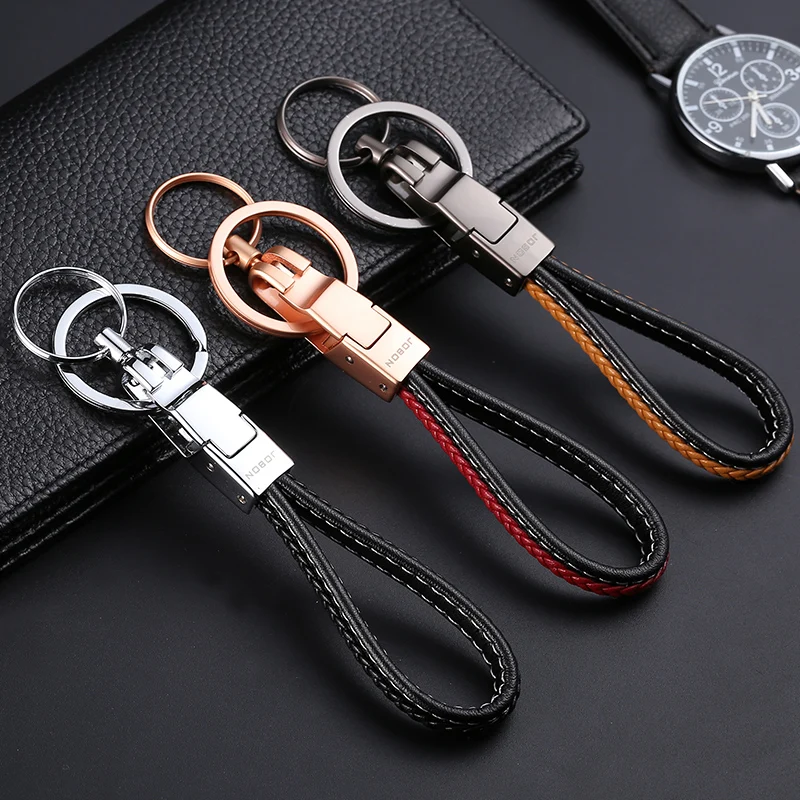 Jobon Luxury Car Keychain Women Men Custom Keychains Leather Key Ring Holder Bag Pendant High-Grade Jewelry Gifts for Men