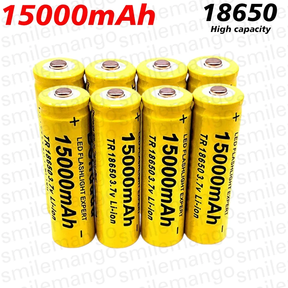 18650 3,7V 15000mAh Lithium-Ionen-Akku mit spitzer Spitze für Taschenlampen, Spielzeug, Fernbedienungen, Kameras