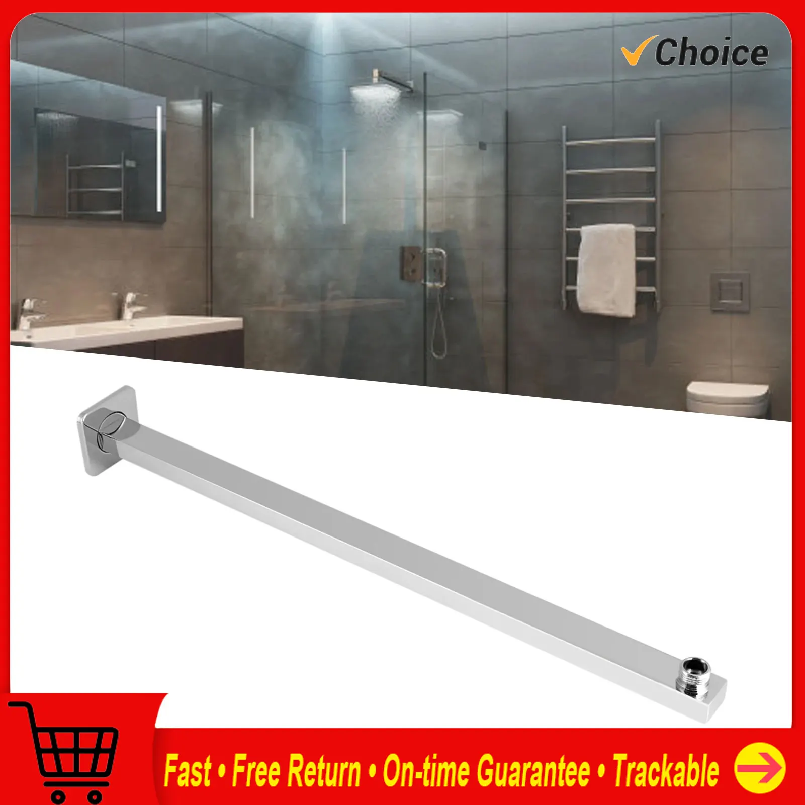 

60cm Square Shower Head Extension Arm Wall Mounted Stainless Steel Rainfall Extend Pipe Tube Shower Holder Arm Bathroom Tools