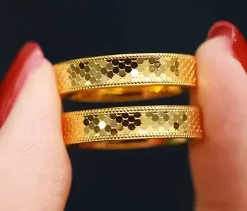 real gold 999 wedding  jewelry fine gold wedding rings for couples 24k pure gold finger ring for lovers