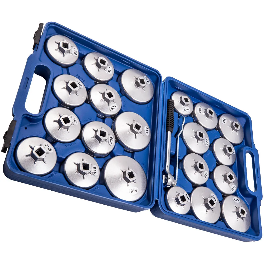 23pcs Oil Filter Wrench Set Aluminum Alloy Cup Type Kit Drive Cap Removal Tool Set for Lexus, for GMC, for Ford